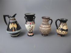 Four Replica Grecian Porcelain Miniature Pots and Urns.