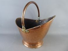 A Large Antique Victorian Copper Coal Scuttle