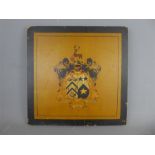 A Hand Painted Armorial Plaque.