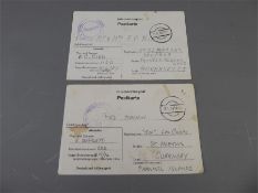 Guernsey 1943 and 1944 Internment Postcards.