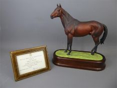 A Royal Worcester Porcelain Study of Racehorse Mill Reef.