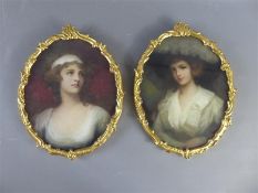 Emily Eyres RA (1850-1910) a Pair of Pastel Portrait Studies in Oval Frames.