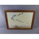 A Watercolour, Depicting a Flight of Herons.