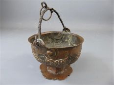 A 17th Century Italian Renaissance Copper and Iron Miniature Hanging Basket.