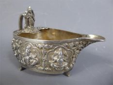 An Antique Indian Silver Sauce Boat