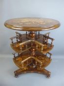An Antique Rosewood Marquetry Glass Stand.
