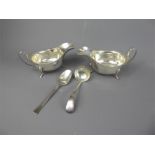 A Pair of Silver Sauce Boats and Miscellaneous Silverware
