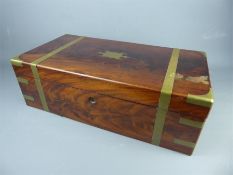 A Mahogany Stationery Box with Brass Banding.