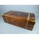 A Mahogany Stationery Box with Brass Banding.