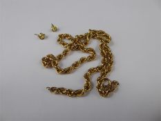 A 9ct Gold Rope Chain with a Pair of 9ct Gold Knot Earrings.