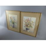 H.L. Brewer, A Pair of Floral Water Colour Paintings.