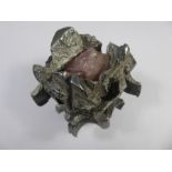 David Morris - A Decorative Metal Paperweight Enclosing a Piece of Rose Quartz dated 1976