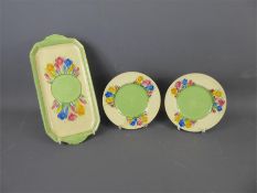 A Clarice Cliff (for Royal Staffordshire) "Crocus" Sandwich Set.