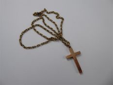 A Vintage 9-ct Rose Gold Cross on 9-ct Gold Chain.