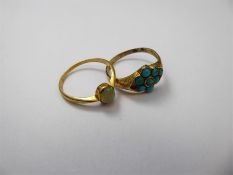 An Antique 18ct Gold and Opal Ring, size O.