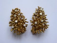 A Pair of 18ct Yellow Gold & Diamond Earrings