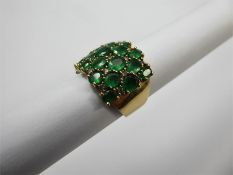 A 14ct Yellow Diamond and Emerald Cocktail Ring