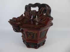 A Chinese 19th Century Wood-Carved Storage Vessel