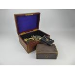 An Antique Leather Box of Costume and Jewellery