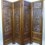 A Chinese 19th Century Hardwood Room Screen