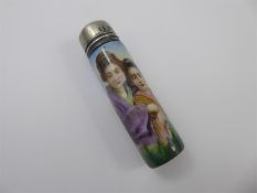 A Japanese Hand Painted Silver Topped Porcelain Scent Bottle