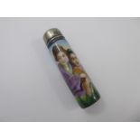 A Japanese Hand Painted Silver Topped Porcelain Scent Bottle