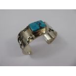 A Silver and Turquoise Navajo Bracelet