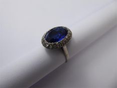 An 18 ct Royal Blue Sapphire & Diamond Ring,