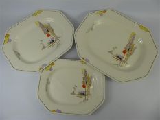 Three Art Deco Graduated Porcelain Meat Platters