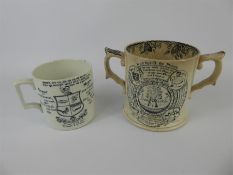 Two 19th Century Ceramic Harvest Mugs