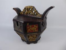 A Chinese Antique Wood Carved Storage Vessel