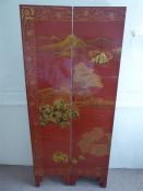 A Chinese Red Lacquer Fire Screen