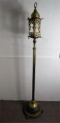 A Victorian Brass Moorish Telescopic Brass Floor Lamp