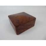 A Vintage Square Burr Walnut Cigarette Box