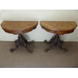 A Pair of Antique Burr Walnut Card Tables.