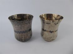 A Pair of Persian Silver Beakers