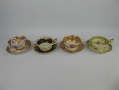 Six English Porcelain Tea Cups and Saucers