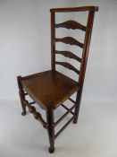 Three Antique Oak Kitchen/Dining Farmhouse Ladder Back Chairs