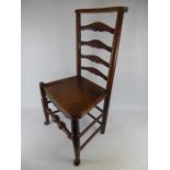 Three Antique Oak Kitchen/Dining Farmhouse Ladder Back Chairs