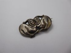 Henrik Moller - An Art Nouveau Dragestil Silver Brooch.