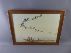 A Watercolour, Depicting a Flight of Herons.