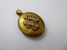 An Antique 14 ct Yellow Gold, Ruby and Pearl Double Locket