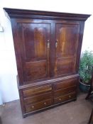 An Antique Oak Welsh Two Door Armoire/Linen Press Cupboard