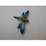 A Silver and Enamel Dragon Fly Brooch