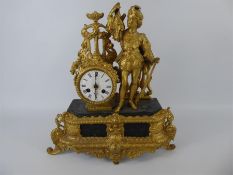 A Late 19th Century French Gilt Brass Hunting Mantle Clock.