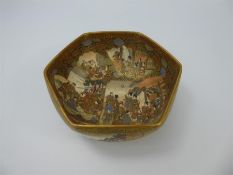 An Antique Japanese Earthenware Hexagonal Bowl