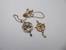 An Antique 9ct Peridot and Seed Pearl Pendant.