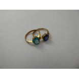 Two Antique 9ct Gold Blue Stone Rings