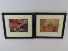 Two Walt Disney Prints depicting Mickey Mouse and Bambi.