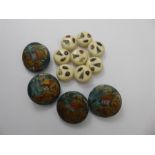 A Set of Eight Antique Ivory Japanese Shibayama Buttons